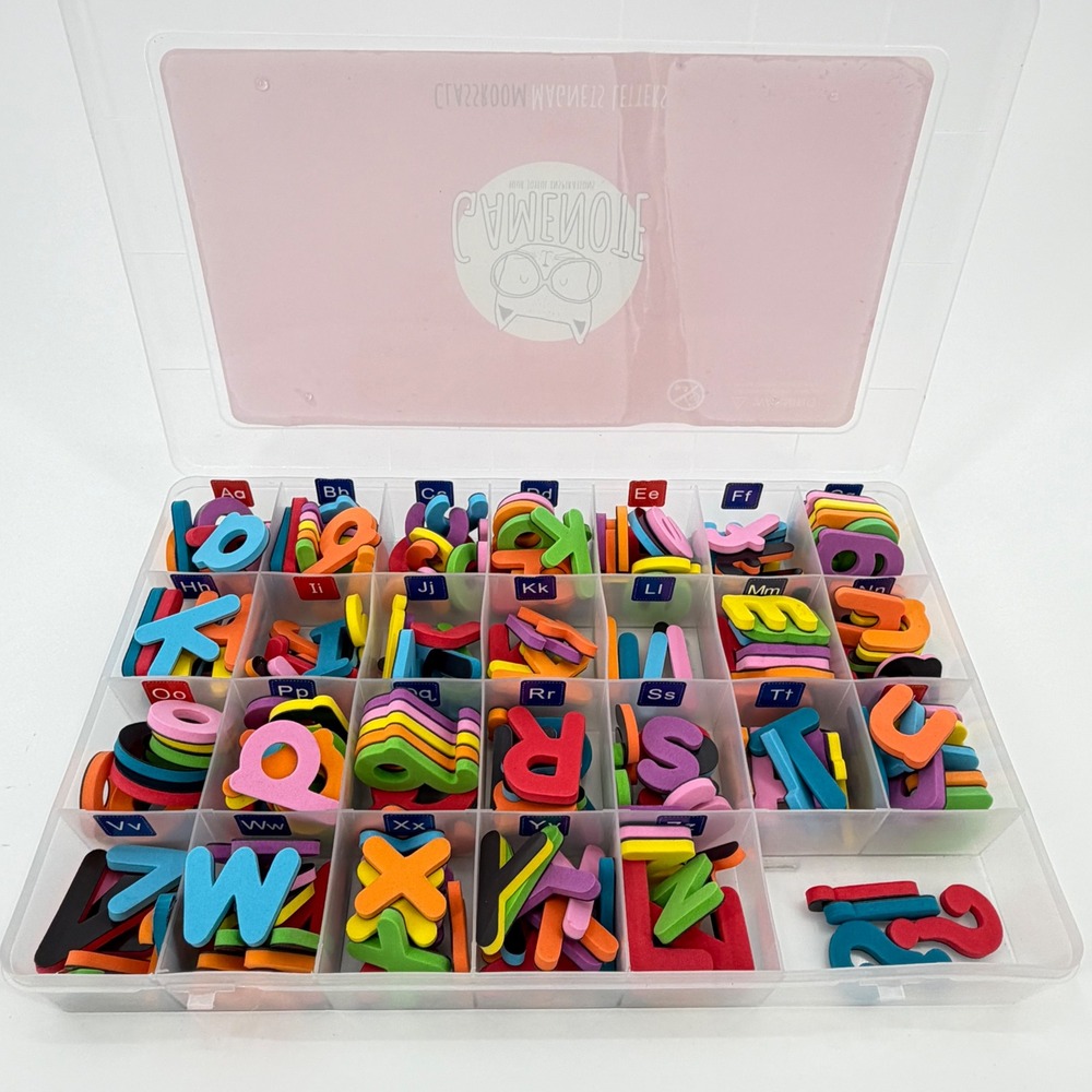 Gamenote Classroom Magnetic Letters Foam Alphabet Set with Storage Case Multi